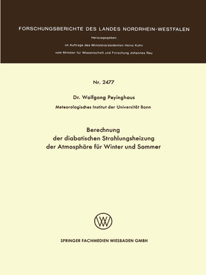 cover image of Berechnung der diabatischen Strahlungsheizung der Atmosphäre für Winter und Sommer